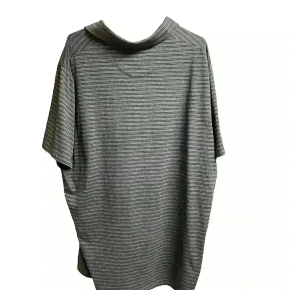 Polo Ralph Lauren Performance Short Sleeve Shirt Black Gray Striped Size XXL‎